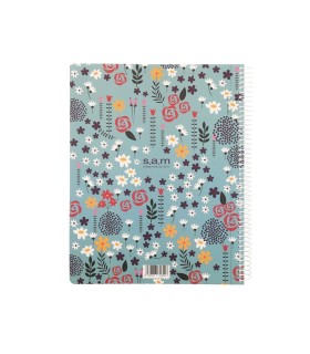 دفتر رحلی 100 برگ سم طرح گلی - دفتر مشق sam