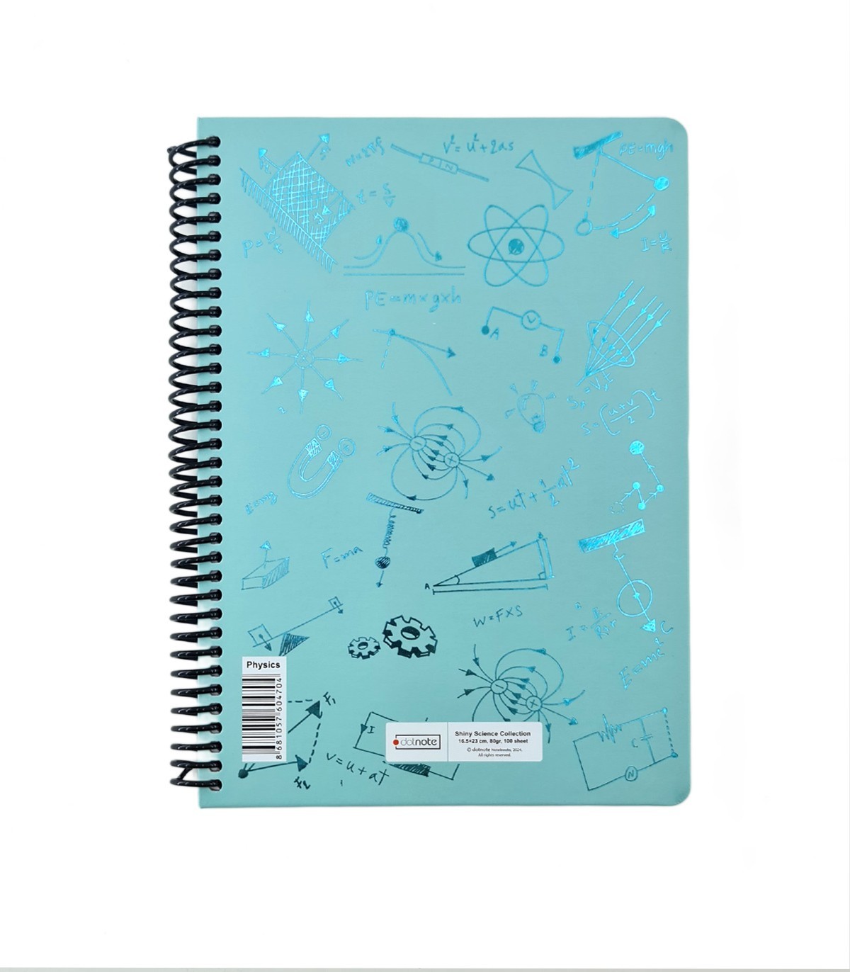 دفتر فرمول shiny وزیری فیزیک دات نوت 100 برگ رنگ فیروزه ای