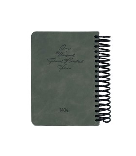 تقویم سال 1404 فنری پالتویی جلد ترمو دات نوت - زیتونی