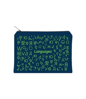 زیپ کیف دات نوت مدل Languages سایز A5 رنگ سرمه ای