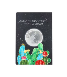 دفتر شومیز فانتزی 100 برگ سم- طرح ماه و کاکتوس