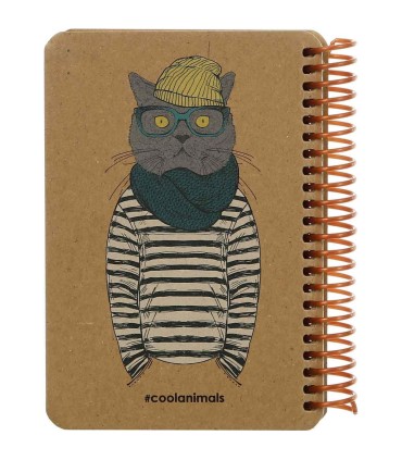 دفترچه سایز A6 سیمی 100 برگ دات نوت سری Coolanimals طرح اسپورت کت