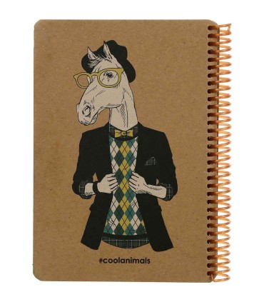 دفترچه سایز A5 سیمی 100 برگ دات نوت سری Coolanimals طرح اسب جنتلمن