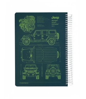 دفتر سیمی وزیری جلد سخت  200 برگ بلوپرینت پیل - طرح جیپ