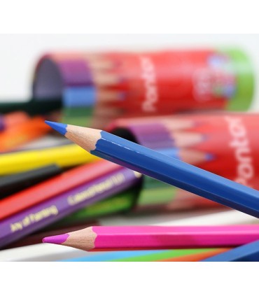 مداد رنگی 24 رنگ جعبه فلزی استوانه‌ای پنتر