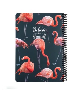 دفتر 100 برگ جلد سخت کلاسیک- طرح فلامینگو 3