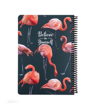 دفتر 100 برگ جلد سخت کلاسیک- طرح فلامینگو 3