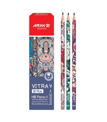 مداد مشکی آریا طرح ویترای مدل 3042 بسته 12 عددی