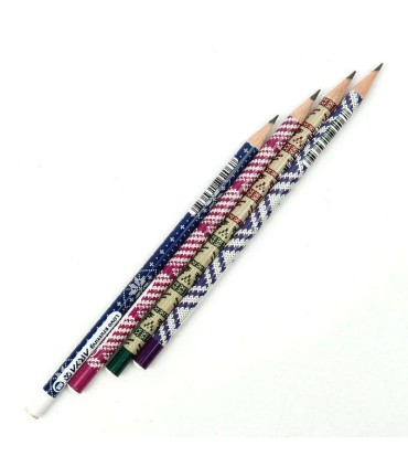 مداد مشکی آریا طرح بافتنی مدل 3046 بسته 12 عددی